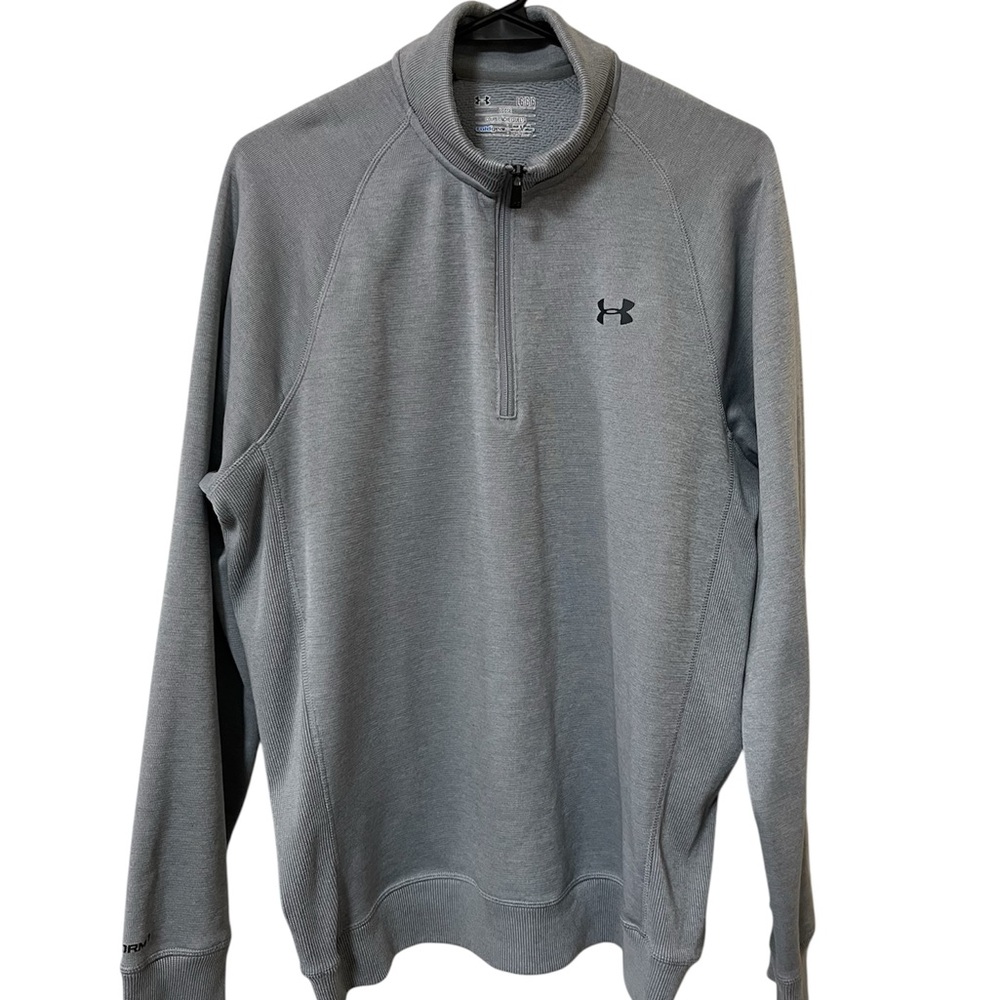 Under Armour Loose 1/4 Zip Fleece Jacket Mens Large Gray ColdGear Storm